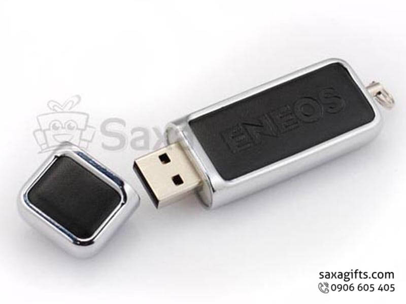 USB vỏ da in logo nắp rời phối kim loại sang trọng