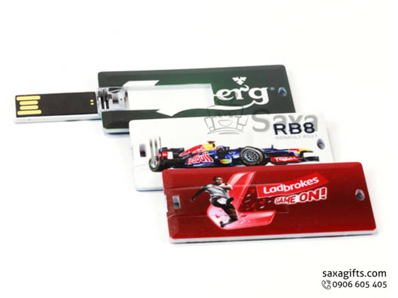 Usb huy hiệu in logo nhựa hình chữ nhật có khoen móc khóa